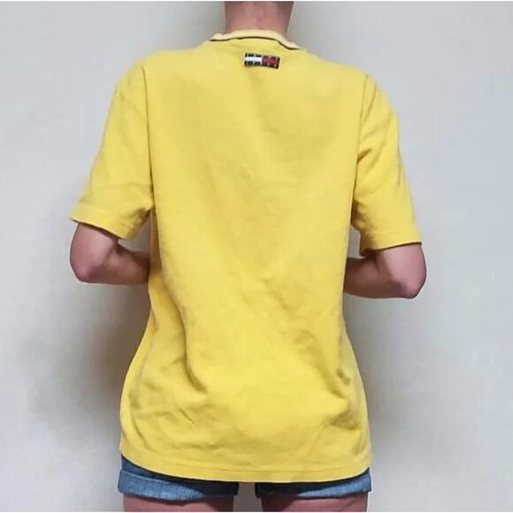 VINTAGE Tommy Hilfiger Yellow V-neck Thermal Tee - Picture 3 of 13